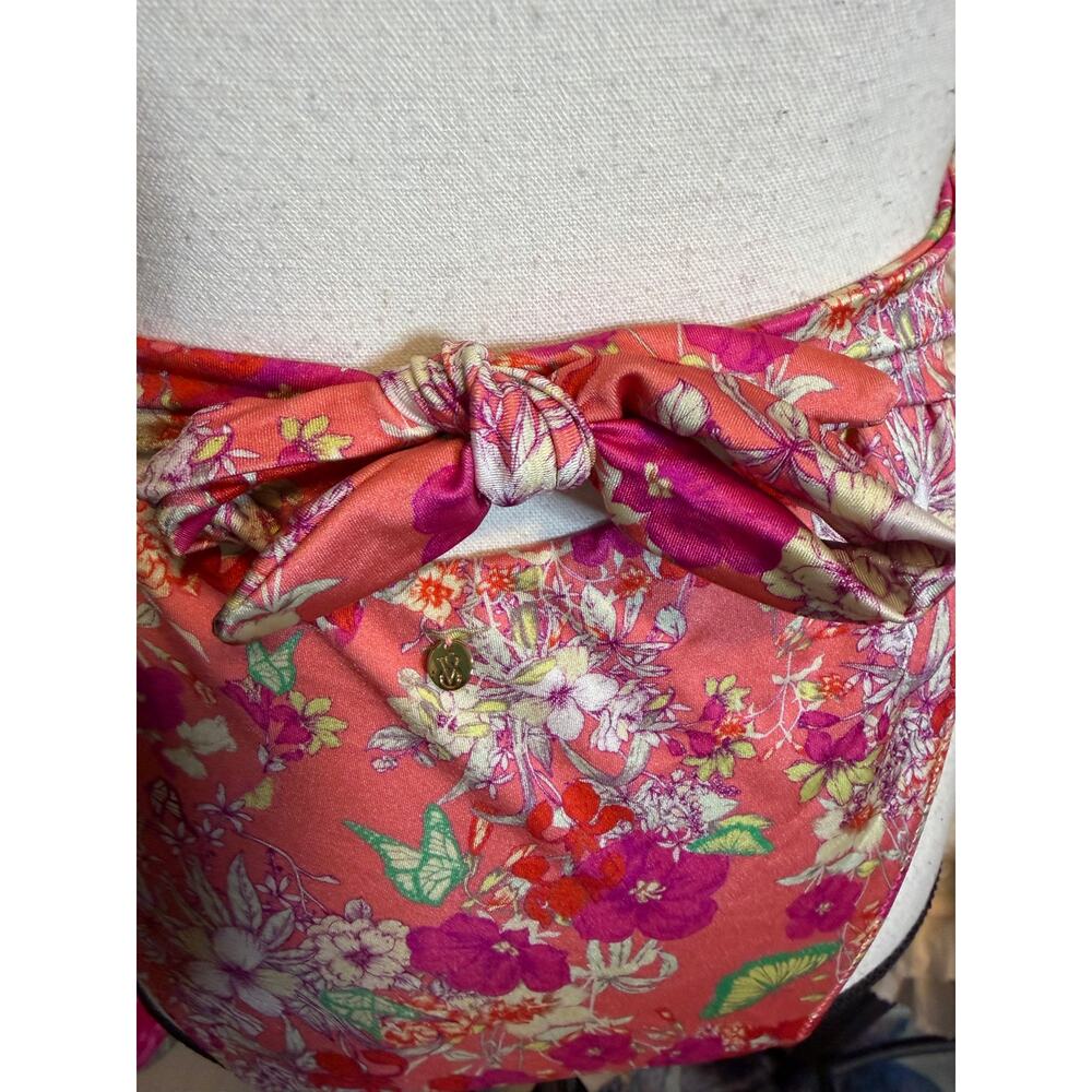 Victoria’s Secret Floral One Piece Swimsuit Pink Open Back Tie Waist Size Small - Picture 5 of 12